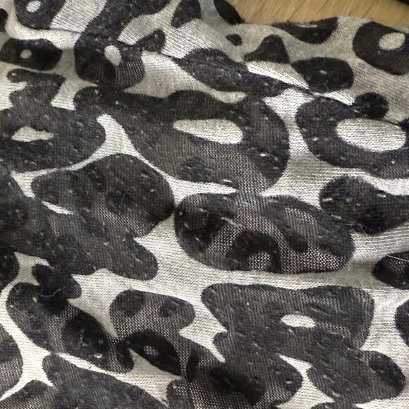 Vintage 90s Y2k Black White Leopard Sheer Long Sleeve Top Gyaru Trashy Bimbo M - Picture 7 of 8